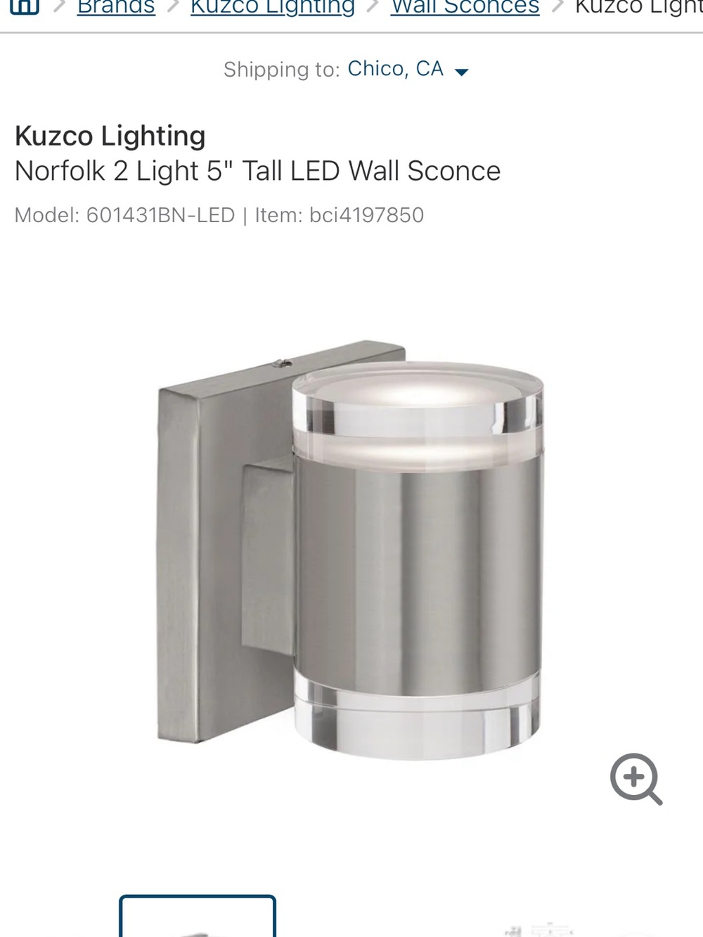 Kuzco Lighting Norfolk LED Wall Sconce in Brushed Nickel